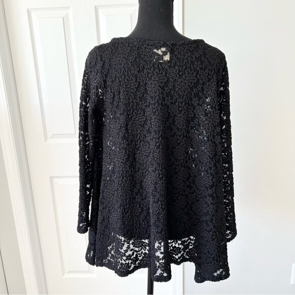 Local Semi Sheer Lace Flared Long Sleeve Top - Picture 3 of 14